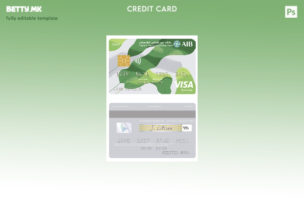 Модерен стил шаблон за деловна дебитна картичка за виза во Авганистан за меѓунар